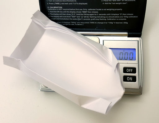 Weighing boat on balance