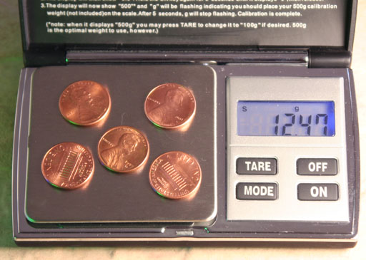 5 pennies on balance
