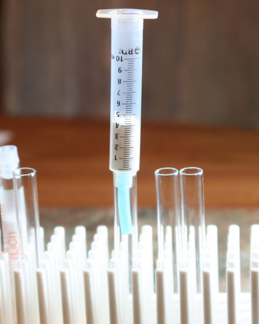 syringe in test tube