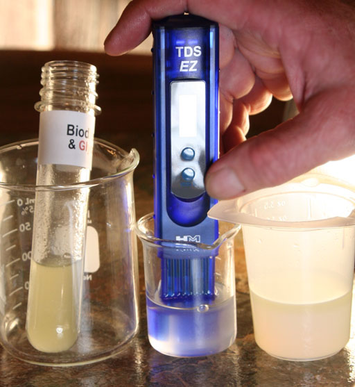 TDS meter in wash water