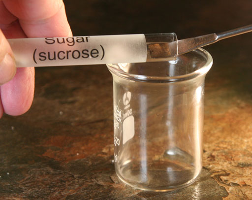 sugar in beaker