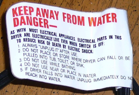 hair dryer warning