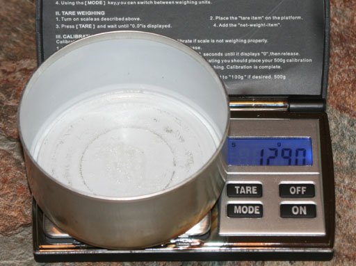 TDS residue being weighed