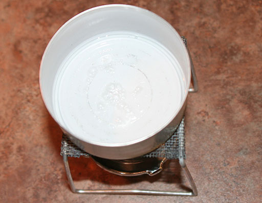 looking down into can at the TDS residue