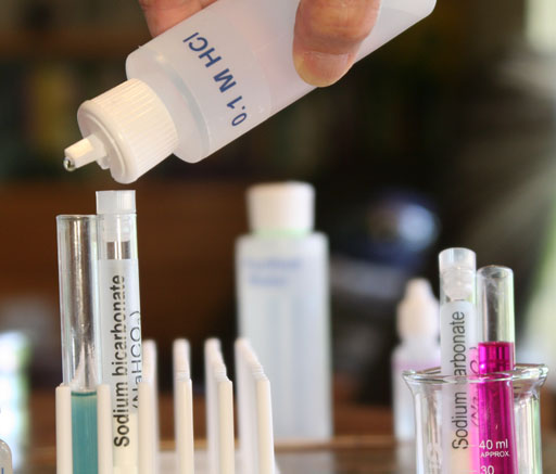 adding HCl to bicarbonate