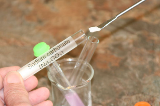 place Na2CO3 into test tube