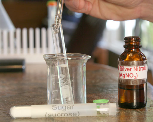silver nitrate added to sugar solution