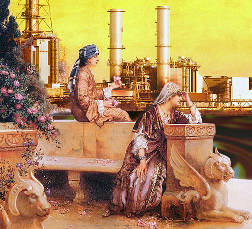 oil refinery in background