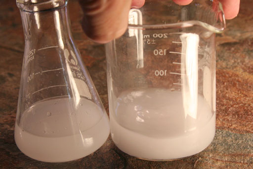 swirl water again to get rid of calcium carbonate