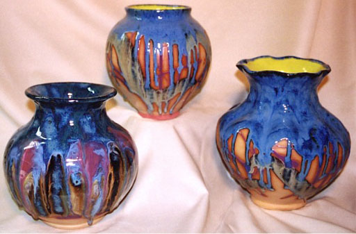 Ceramic pots with colorful glazes