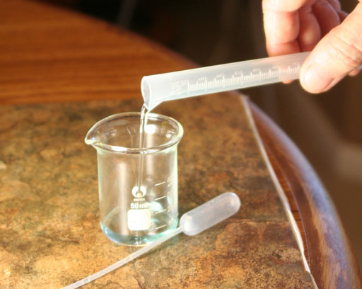 Pour the copper solution into 50 mL beaker