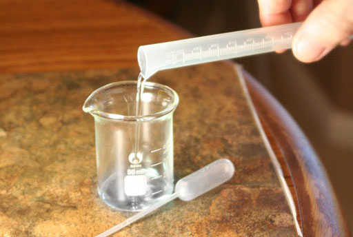 Pour the copper solution into 50 mL beaker