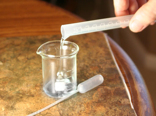 Pour the copper solution into 50 mL beaker
