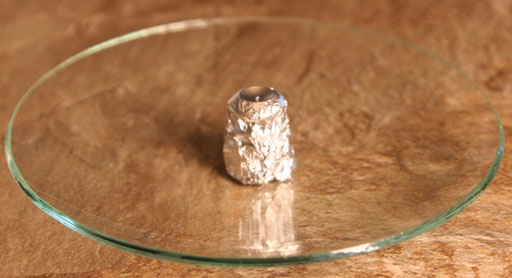 test tube cap wrapped in aluminum foil