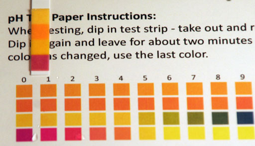 pH paper compared to chart