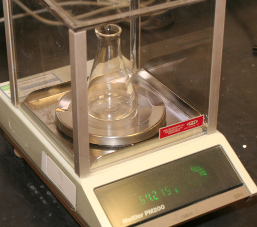 Flask being weighed