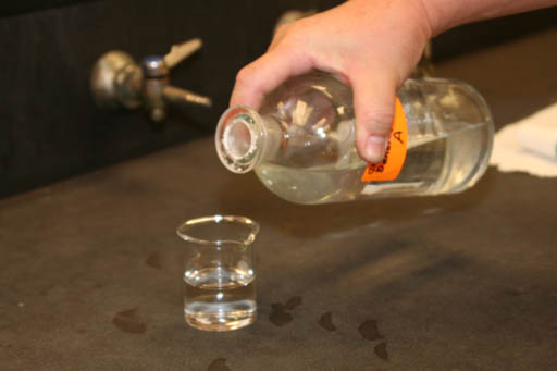 pouring unknown into 100mL beaker