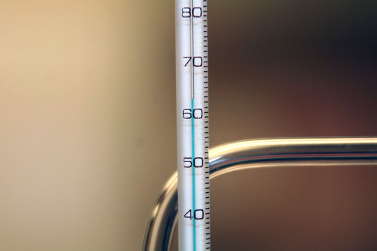 thermometer reading 63 degrees