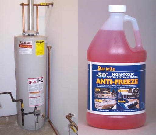 Antifreeze and hot water heater